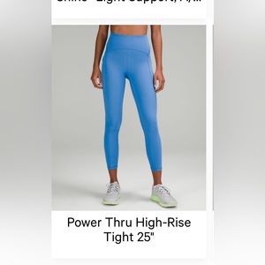 Lululemon power thru HR tight 25, size 2 blue